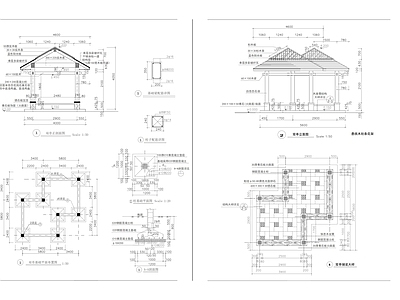 现代亭子 四角亭 廊亭 凉亭 木亭 景观亭 施工图