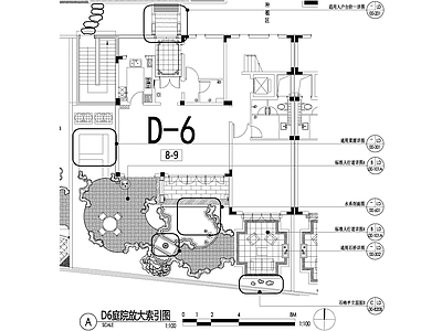 新中式庭院 别墅景观平面图 私家花园庭院 植物种植配置图 给排水图 灯光点位图 施工图