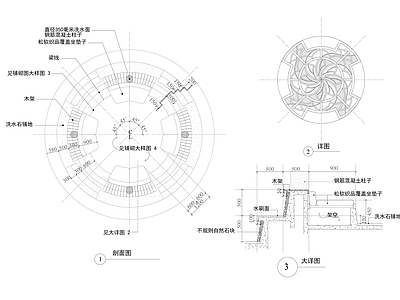 北欧侘寂亭子 圆亭 景观亭 茅草亭 凉亭 木亭 施工图