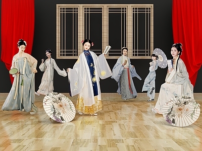 现代摆件组合 汉服