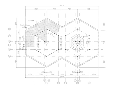 新中式中古亭子 六角双亭 凉亭 景观亭 施工图