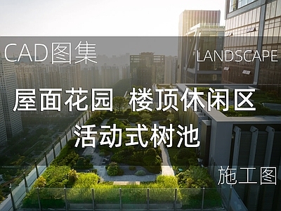 现代屋顶花园 屋面花园 楼顶休闲区 活动式树池 施工图