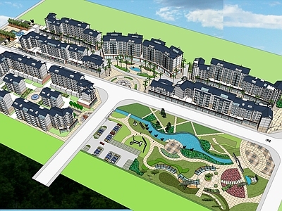 现代多层住宅 居住区小区 住宅规划