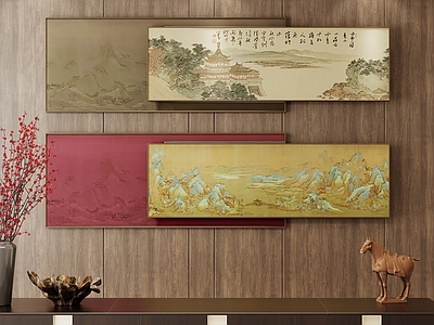 现代摆件组合 新中式挂画 装饰画 挂画组合