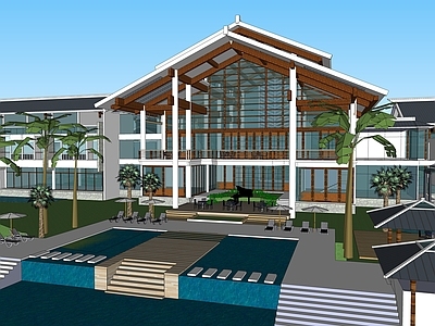 中式酒店建筑 多层酒店建筑 山地酒店建筑