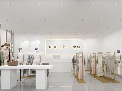 现代服装店 现代女装店门头 衣服 收银台