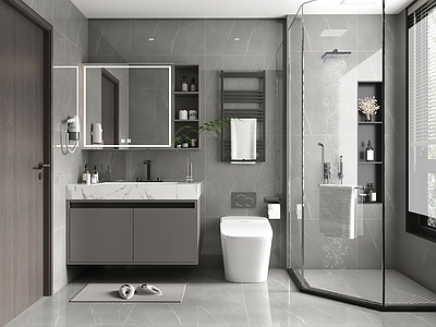 现代卫生间 现代简约家居卫生间