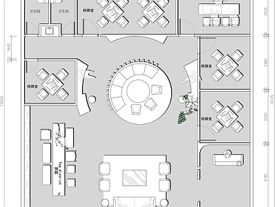 现代棋牌室 休闲会所棋牌室 施工图