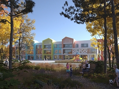 现代艺术风格建筑 现代幼儿园建筑