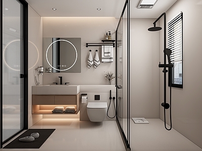 现代卫生间 黑白灰卫生间