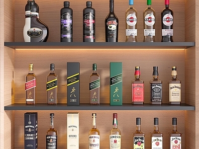 现代轻奢酒架 现代酒柜 酒水 酒水食物 酒瓶