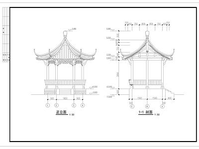 新中式中式亭子 六角亭 凉亭 木亭 景观亭 廊亭 施工图