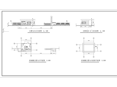 新中式现代门卫室建筑 入户大门 厂区大门 保安亭 厂区入口大门 大门 施工图