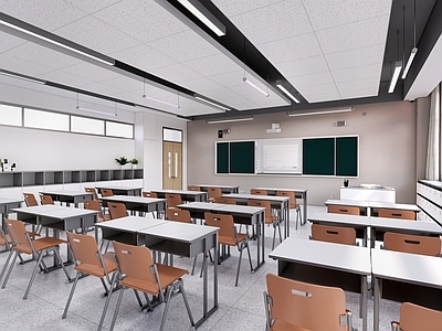 现代教室 现代学校教室 普通教室 书法室 多媒体教室