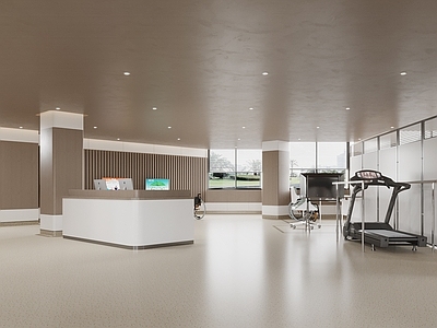 现代医院 医院大厅 医院折叠床 轮椅 导医台 护士站