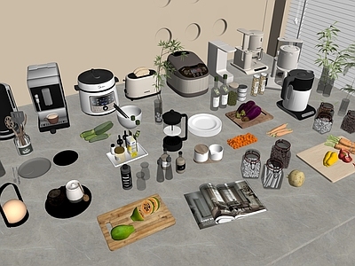 厨房用品组合 现代摆件组合 厨房用品 厨具 厨房电器 餐桌摆件