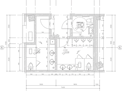 现代住宅楼建筑 公共卫生间 公卫平面布置图 施工图