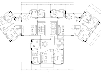 现代住宅楼建筑 公寓平面图 第四代住宅 人才公寓 一层自建房 施工图