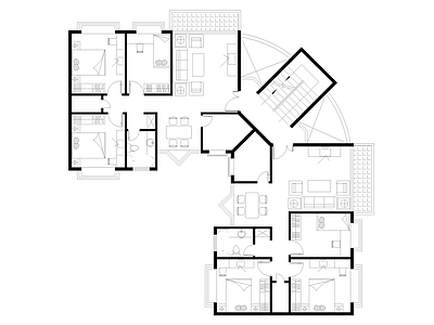 现代住宅楼建筑 小型公寓平面图 第四代住宅 人才公寓 自建房 一层自建房 施工图