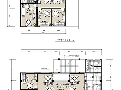 现代新中式棋牌室 两层麻将馆 施工图