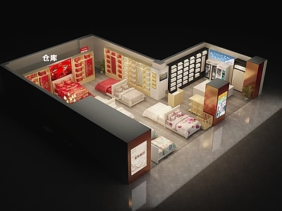 新中式其他商业空间 品牌家纺 专卖店 施工图