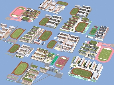 现代学校外观 学校 教学楼 办公楼 学校规划 学校鸟瞰
