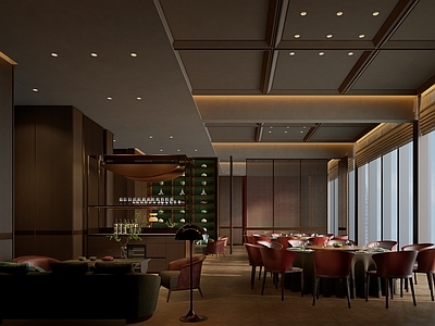 现代轻奢中餐厅 现代轻奢连包 中餐厅包房