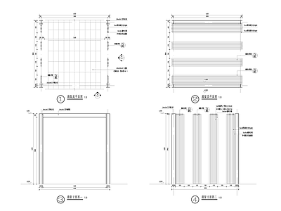现代廊架 异形廊架 施工图