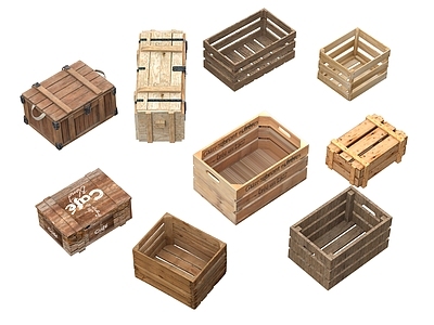 现代摆件组合 现代木箱 快递箱 收纳箱 工具箱