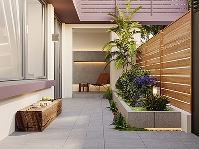 现代住宅景观 小院景观植物