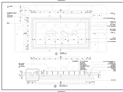 现代新中式假山水景图库 喷泉 水池 施工图