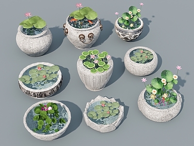 新中式现代水景 鱼池水池 庭院小品 马槽 端景 石槽 水缸 水钵 荷花池