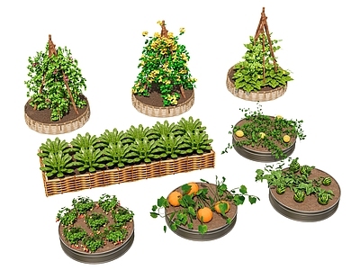 新中式现代庭院小品 庭院菜园 种菜箱 蔬菜 花箱 花架 果蔬 蔬菜园 农作物 农家乐院