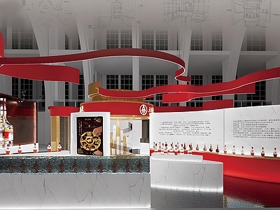 现代简约烟酒店 汾酒 展台 科技 中国风 简约