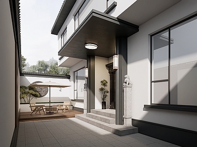 现代新中式多层住宅 庭院 自建房 新中式