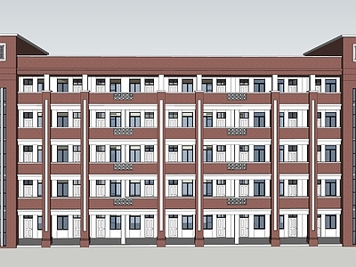 现代学校建筑 红砖 宿舍