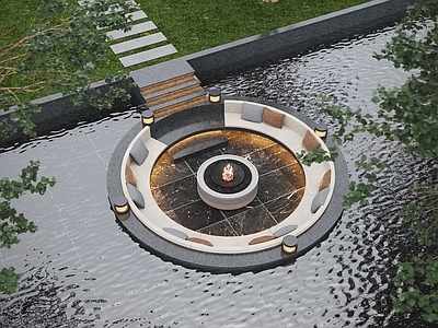 现代庭院 现代庭院卡座 院水景 庭院灯