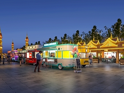 现代新中式商业街 商业街 集市夜 集装箱 美食街 星光夜市 东南亚夜市 小吃广场