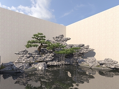 新中式假山水景 新中式假山水景