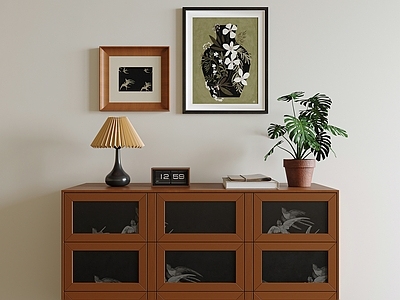 中古玄关柜 中古风玄关柜 端景柜玄关柜 边柜 矮柜 绿植盆栽