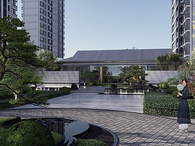 新中式商业景观 展示区 庭院 新中式 示范区 园林