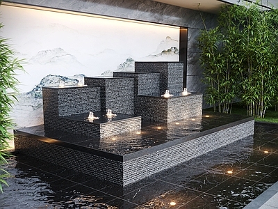 现代水景 现代水景观 喷泉 跌水 叠水 庭院水景