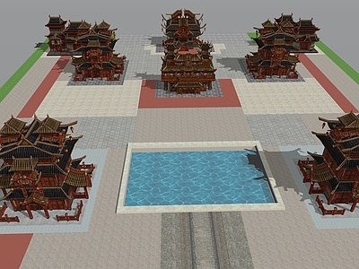 复古中古古建筑 古代建筑场景 游戏场景