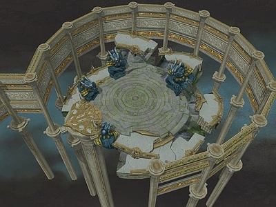 中古复古风格建筑 神殿决斗坛 游戏场景