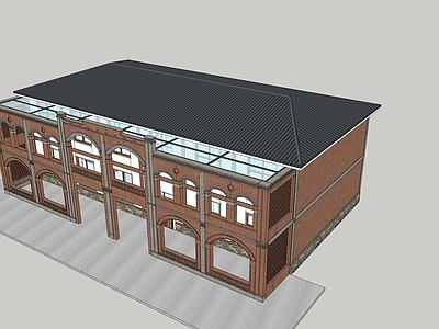现代学校建筑 教学楼学校 红砖