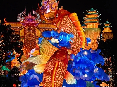 现代街道外景 灯会灯笼 商业街外景 街道夜景