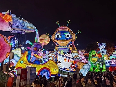 现代街道外景 灯会灯笼 商业街外景 街道夜景