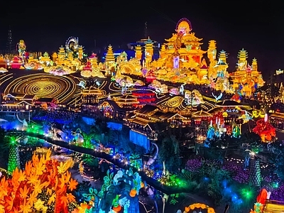 现代街道外景 灯会灯笼 商业街外景 街道夜景