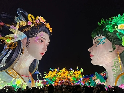 现代街道外景 灯会灯笼 商业街外景 街道夜景