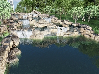 现代滨水景观 河道景石设计